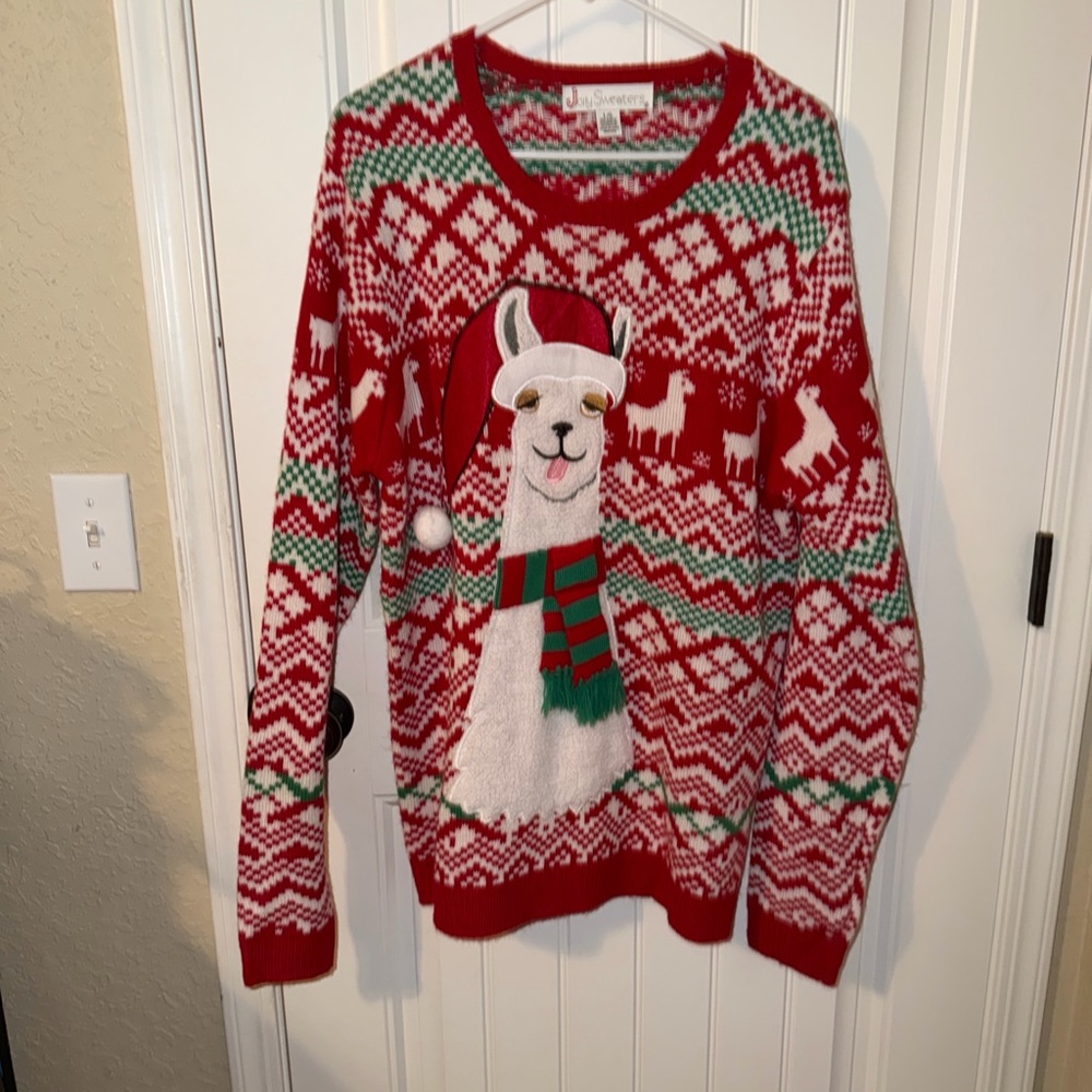 Ladies, large llama ugly Christmas sweater